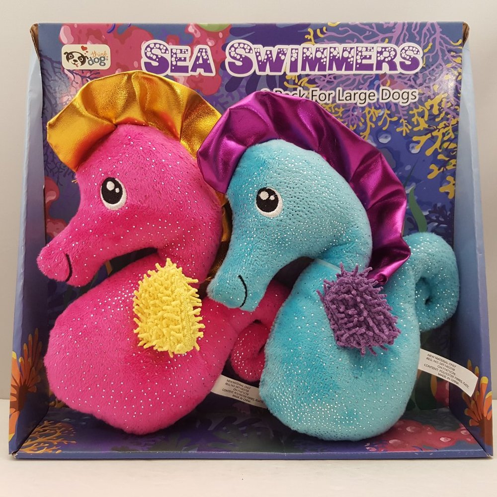 Sea Swimmers 2 Pack Squeaker Toys For Large Dogs by Think Dog